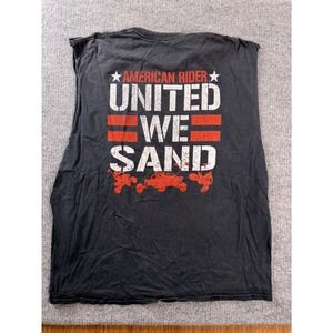American Rider Mens XL Black Graphic Tank Top United We Sand Biker Distressed
